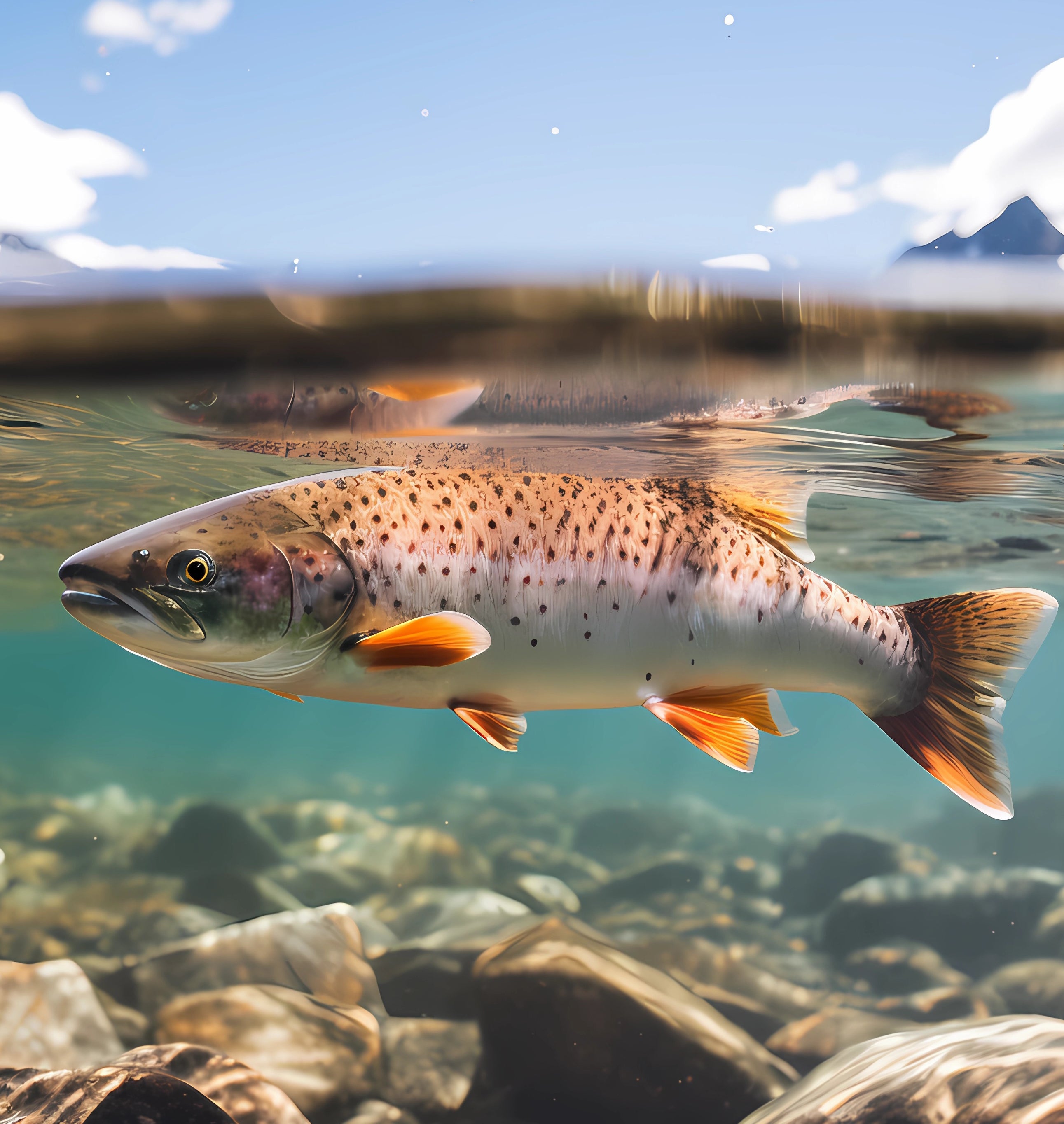 rainbow trout in stream