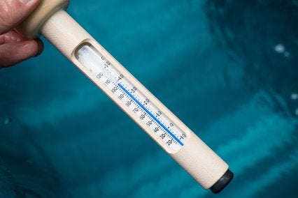 Thermometer on teal backgrond
