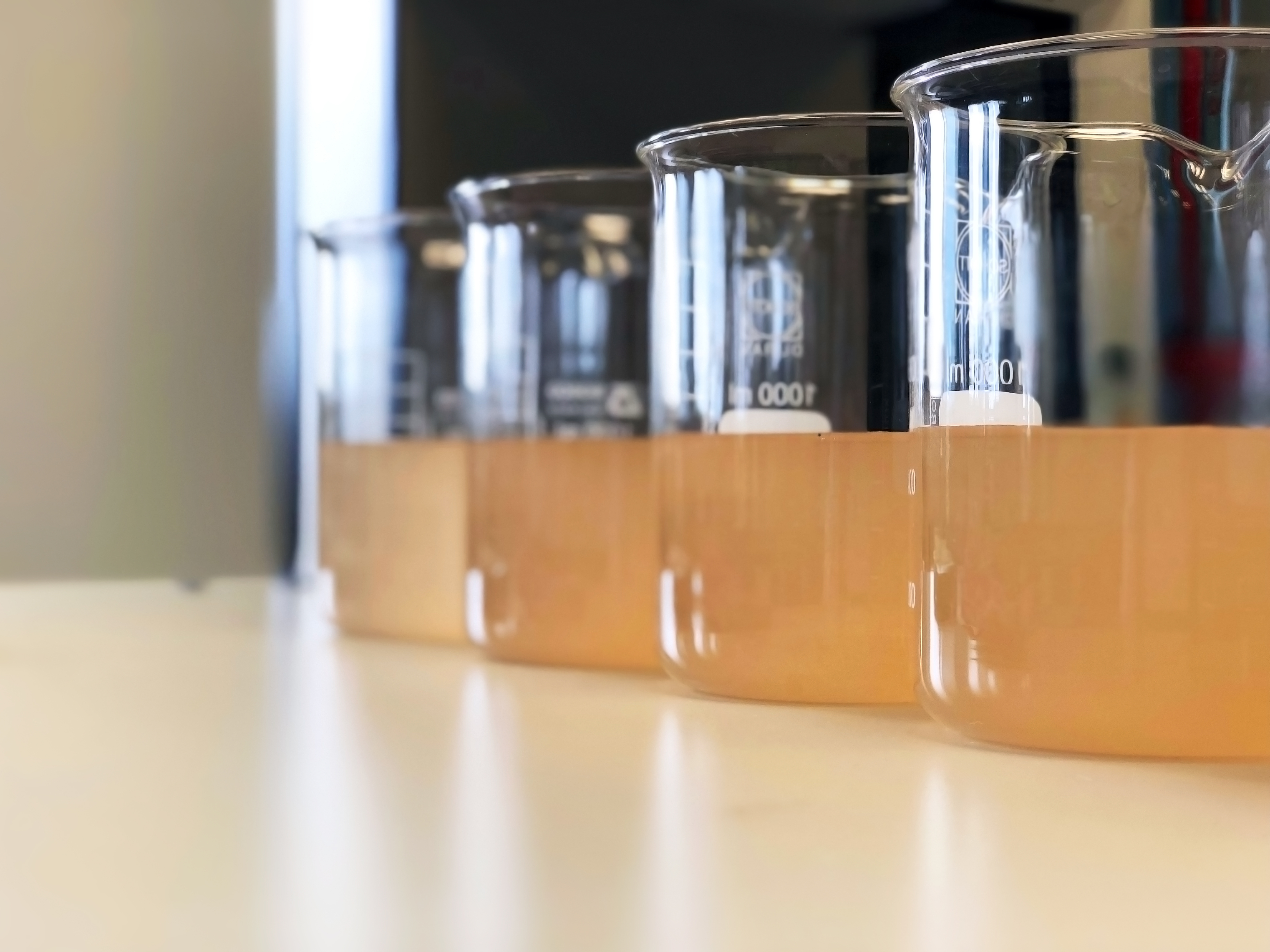 Measuring glasses in a row